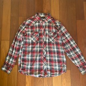 Red and Black Plaid Button-Up Shirt